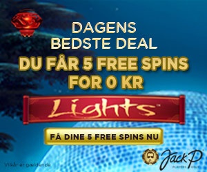 Få 5 free spins på spilleautomaten Lights på Jack P Casino!